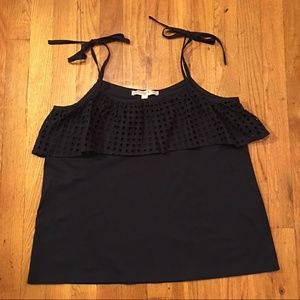 Navy Blue Eyelet Tank Top